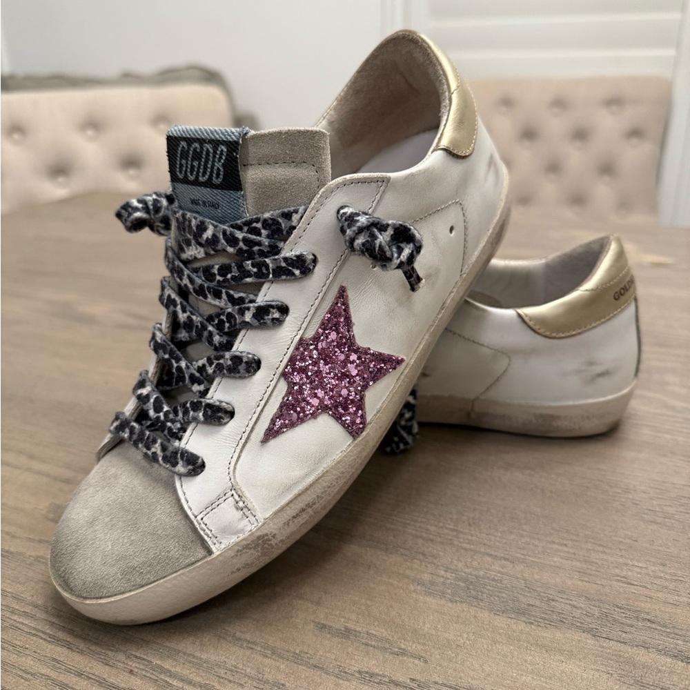 Golden Goose Women's White and Gold Sneakers